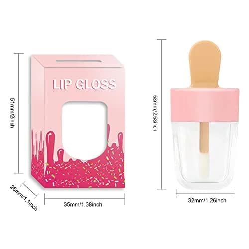 ANZKA 15 Pack Lip Gloss Tubes with Packaging Boxes | Pink Ice-Cream Shape, 8ml, Refillable, Portable, Wholesale for Business thumbnail 2