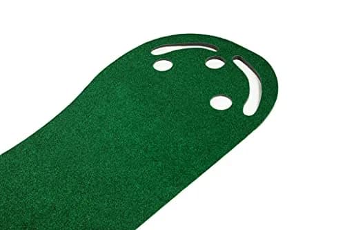 PUTT-A-BOUT Par Three Plus Golf Putting Green 3' x 9' | Kidney-Shaped Practice Mat with 3 Cups & Hazards thumbnail 2