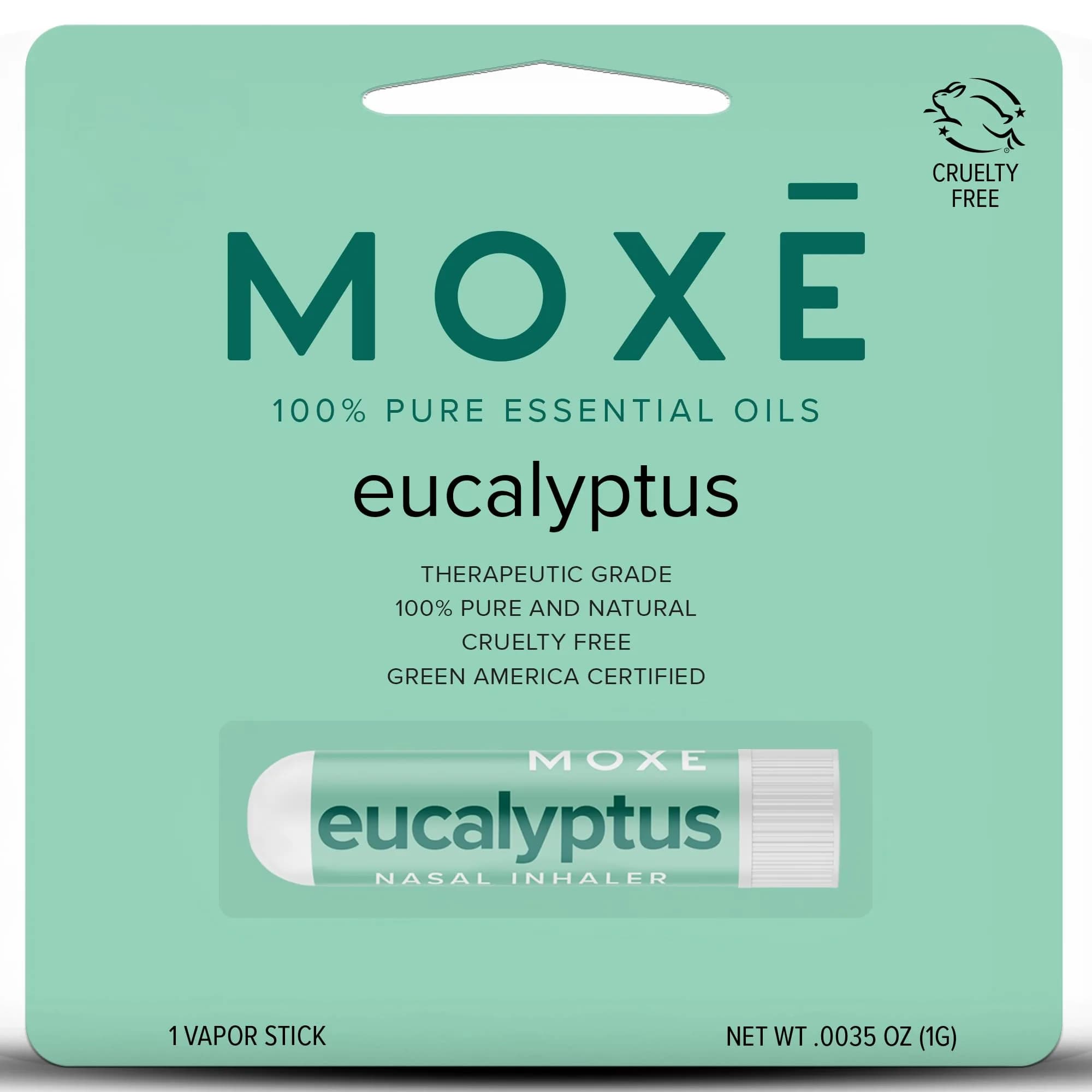 MOXE Peppermint Essential Oil Nasal Inhaler Stick, Cooling & Refreshing 3PK | Pure Peppermint Oil for Breathing & Mental Alertness — Eucalyptus / 0.11 Fl Oz