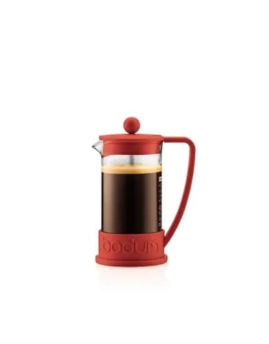 Bodum Brazil French Press Coffee Maker 1L (34oz) Red | Iconic Glass & Stainless Steel Brewer thumbnail 1