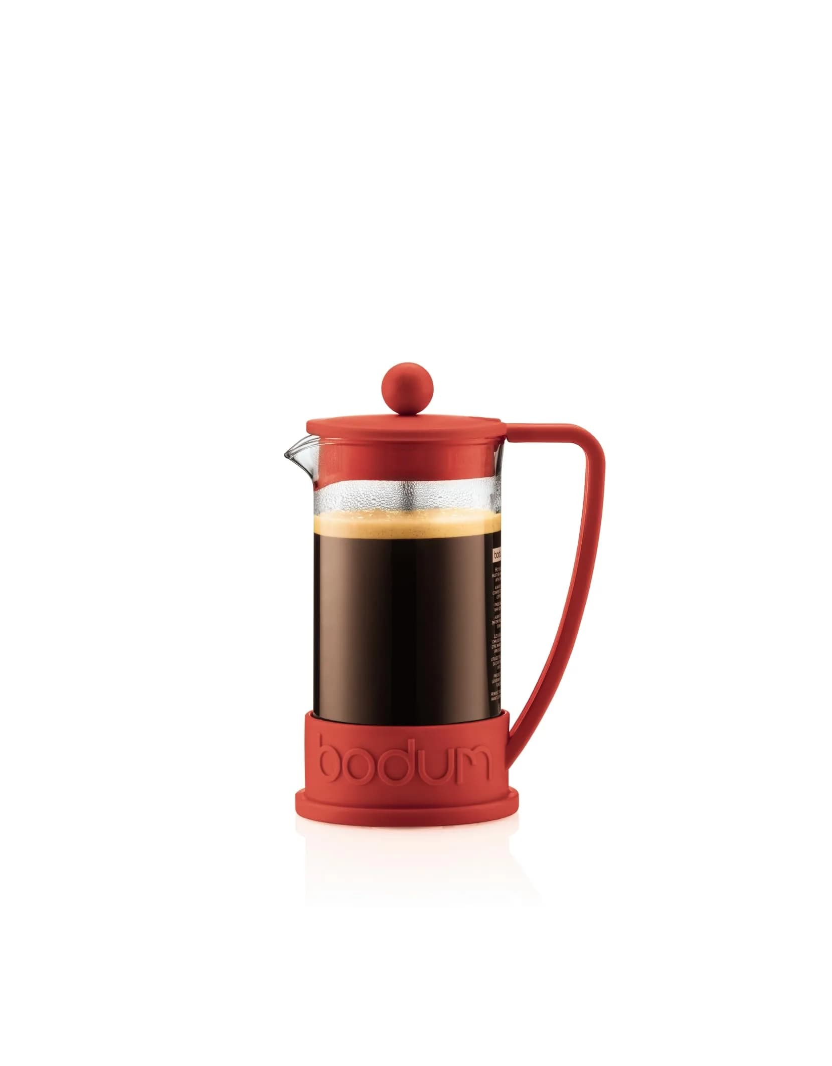Bodum Brazil French Press Coffee Maker 1L (34oz) Red | Iconic Glass & Stainless Steel Brewer — Red
