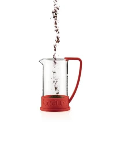 Bodum Brazil French Press Coffee Maker 1L (34oz) Red | Iconic Glass & Stainless Steel Brewer thumbnail 2