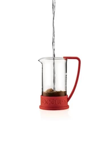 Bodum Brazil French Press Coffee Maker 1L (34oz) Red | Iconic Glass & Stainless Steel Brewer thumbnail 3