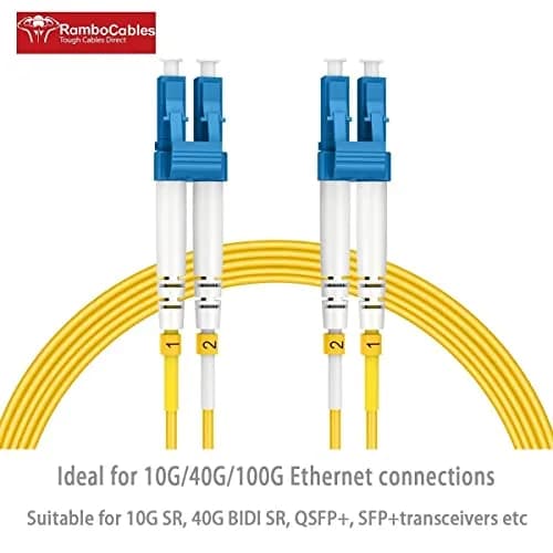 RamboCables OS2 LC to LC Single Mode Fiber Patch Cable 2m | Duplex Fiber Optic Cable for Data Centers thumbnail 2