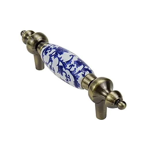 Mcredy Ceramic Drawer Pull Handle, Blue White Porcelain T-Style, 12.2cm (4.8") | 4-Piece Set with 7.6cm (3") Hole Distance thumbnail 8