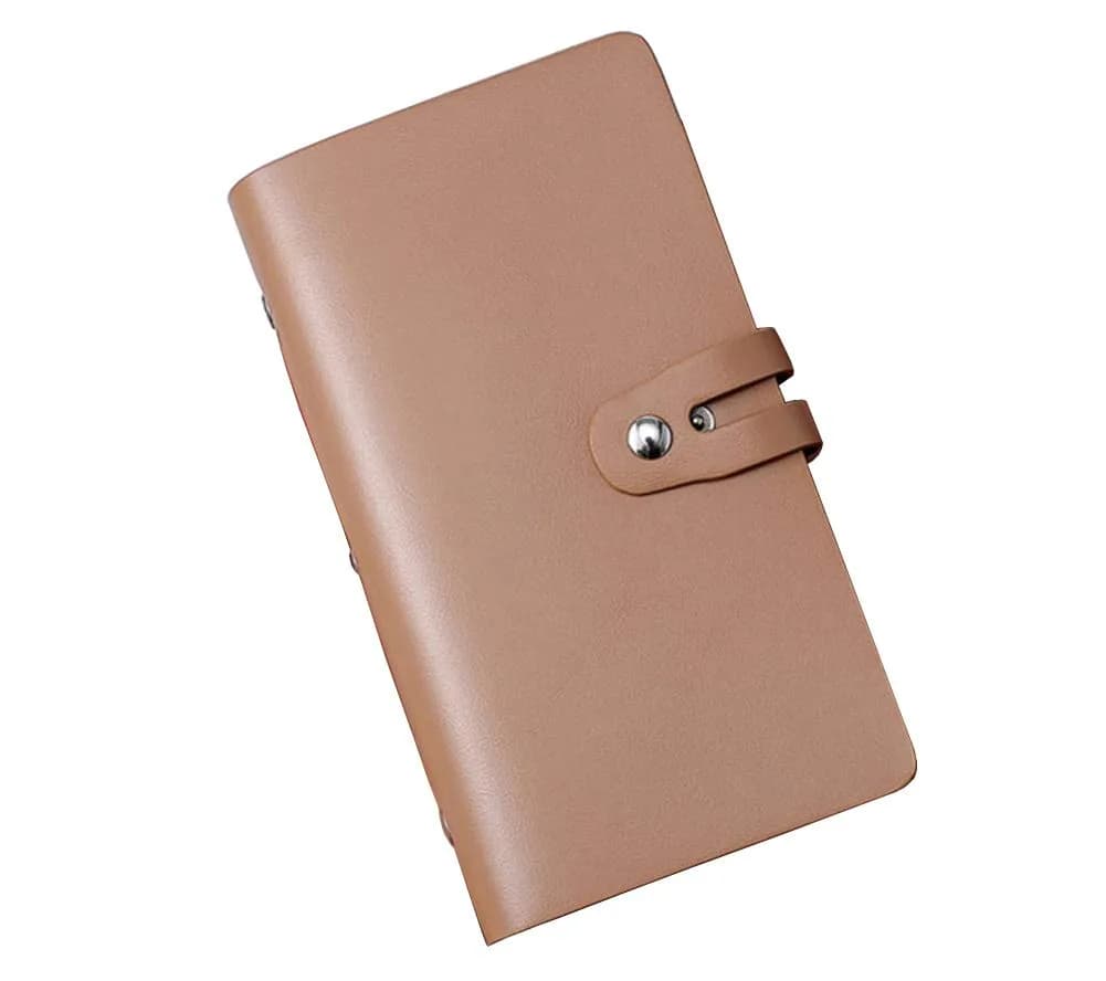 JERLA RFID Credit Card Holder Book 96 Slots - Khaki Genuine PU Leather Organizer - main product image