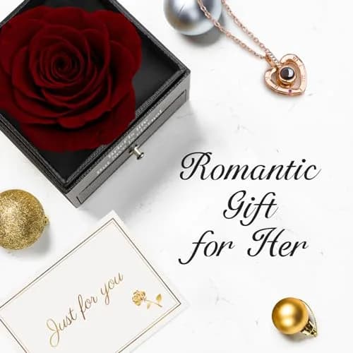 HEGUD Preserved Real Rose with Necklace | Eternal Flowers for Mom & Women thumbnail 8