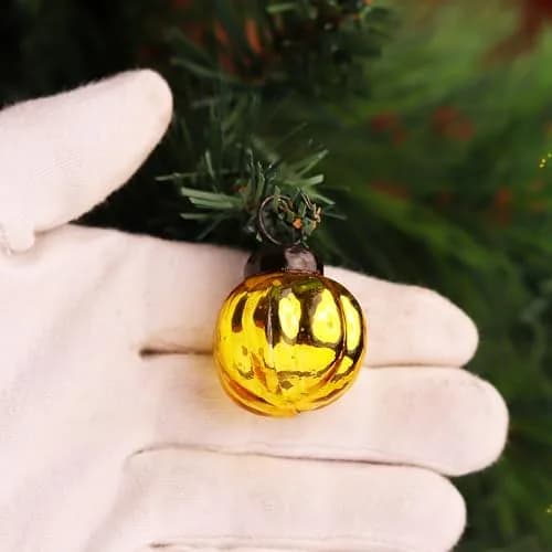 Indian Shelf Gold Hanging Ornaments - 25 Premium Glass Christmas Ornaments - Vintage, Reusable, Non-Fading Gold Christmas Decorations | 1.5 inch (3.81 cm) Ornaments thumbnail 4