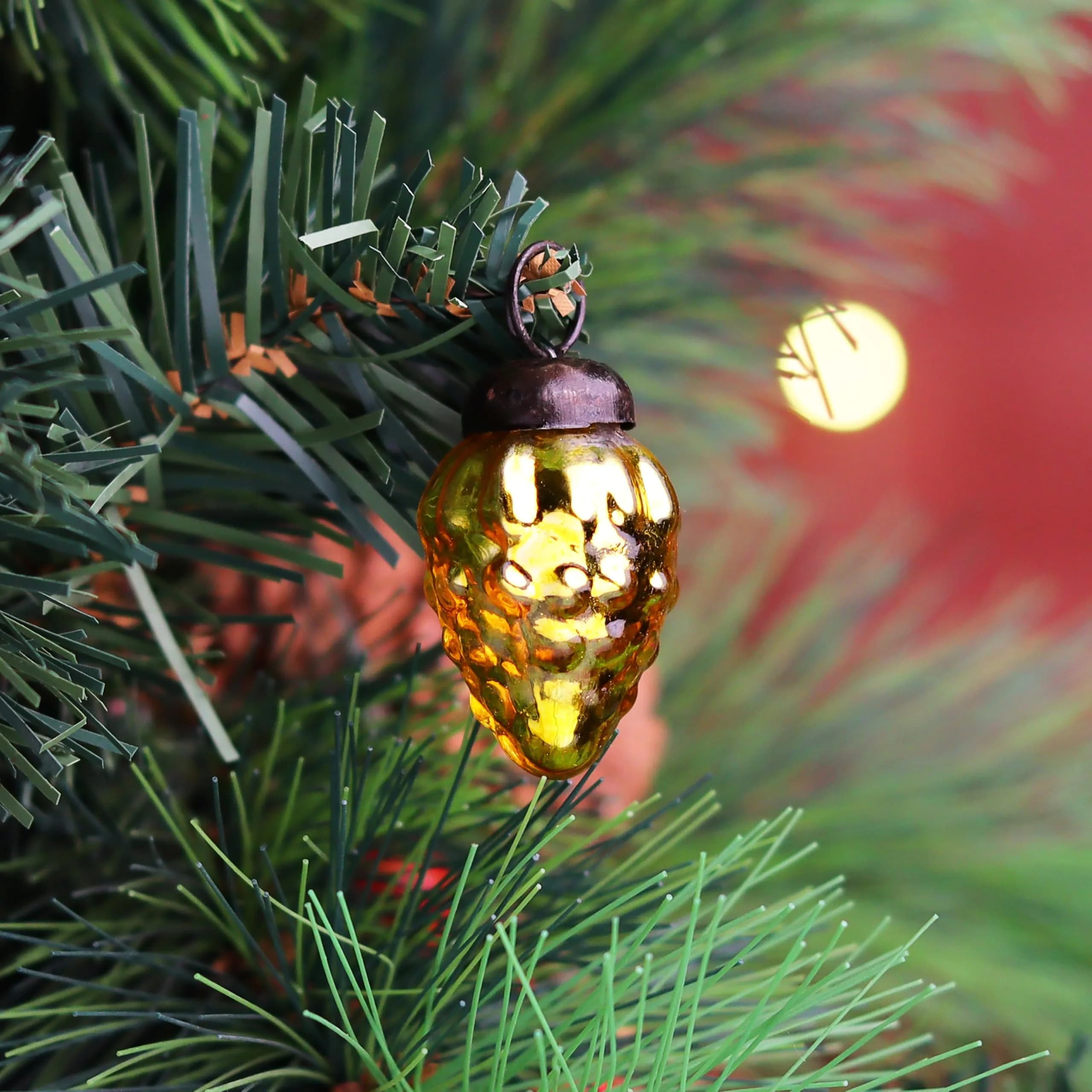 Indian Shelf Gold Hanging Ornaments - 25 Premium Glass Christmas Ornaments - Vintage, Reusable, Non-Fading Gold Christmas Decorations | 1.5 inch (3.81 cm) Ornaments - view 5