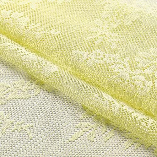 Urban Lotus Yellow Sheer Curtains for Bedroom 55" W x 108" L | Floral Lace Sheer Drapes for Home & Hotel thumbnail 5