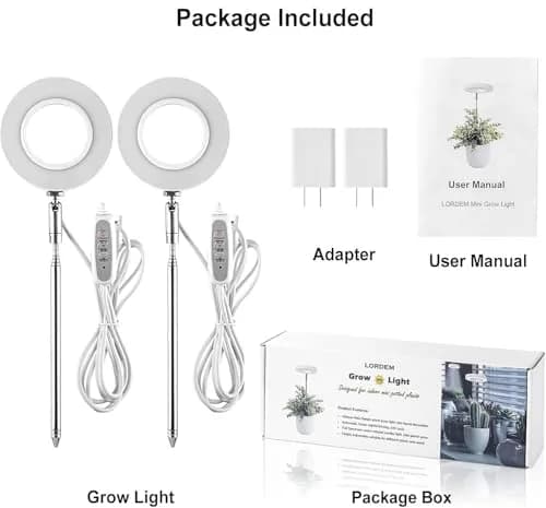 LORDEM Grow Light for Indoor Plants, Full Spectrum LED 2 Packs | Auto Timer & Dimmable Brightness (70-120 chars) thumbnail 6