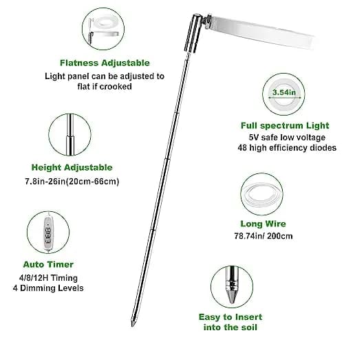 LORDEM Grow Light for Indoor Plants, Full Spectrum LED 2 Packs | Auto Timer & Dimmable Brightness (70-120 chars) thumbnail 3