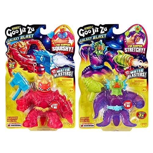 Heroes of Goo Jit Zu Galaxy Blast Blazagon vs Orbitox 2-Pack | Action Figures with Water Blasters thumbnail 2