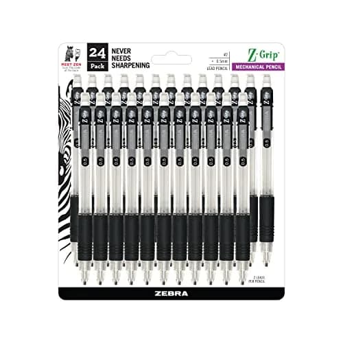Zebra Pen Z-Grip Mechanical Pencils, 0.5mm #2 HB, Clear Barrel, 24-Pack | Smooth Writing, Refillable, Ideal for School & Office thumbnail 1