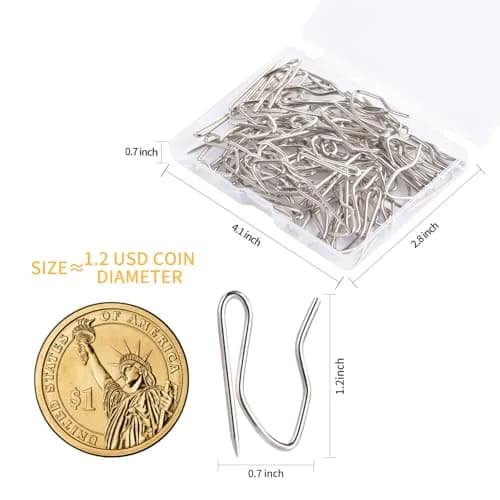 Sopito Curtain Hooks for Drapes | Durable Silver Curtain Fastener, 58 pcs thumbnail 2