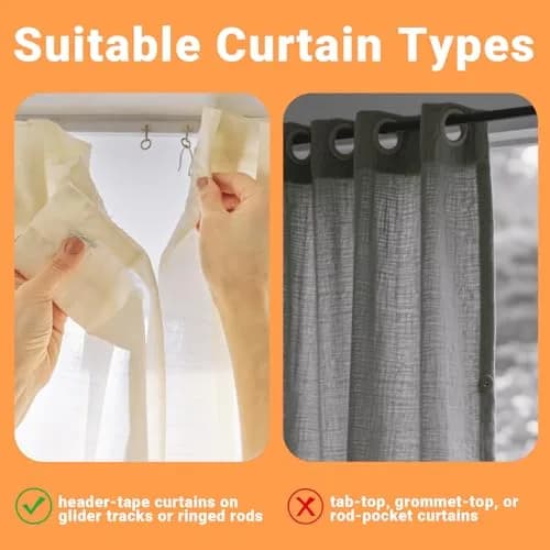 Sopito Curtain Hooks for Drapes | Durable Silver Curtain Fastener, 58 pcs thumbnail 3