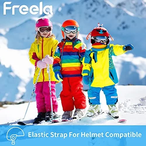 Freela Kids Ski Goggles | Pink Lens 60% VLT Spherical Anti-Fog UV Protection for Toddler Youth thumbnail 7