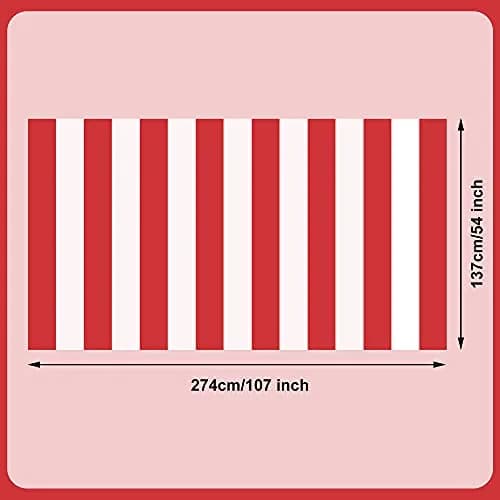 peony man 2 Pieces Red and White Striped Waterproof Tablecloth 137x274 cm | Carnival Festival Decor thumbnail 2