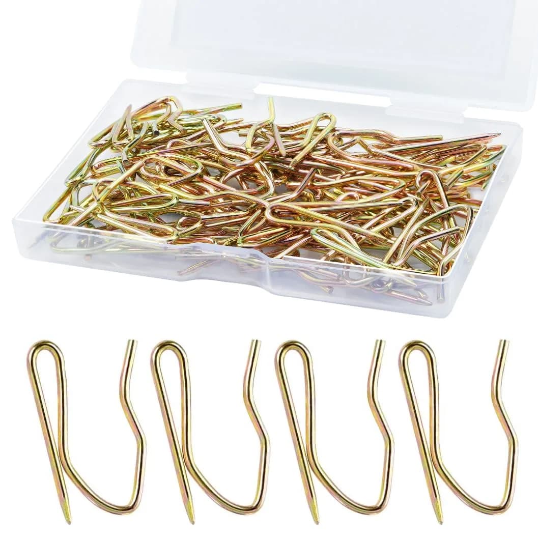 Sopito 58Pcs Metal Curtain Hooks with Sharp Pins, 3.1cm (1.2") Height, Bronze | Tool-Free Installation for Pinch-Pleat Curtains — Bronze