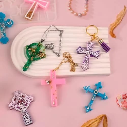 Sakolla 12 Cavity Cross Resin Molds | Flexible Silicone for Jewelry, Keychains, Pendants thumbnail 4