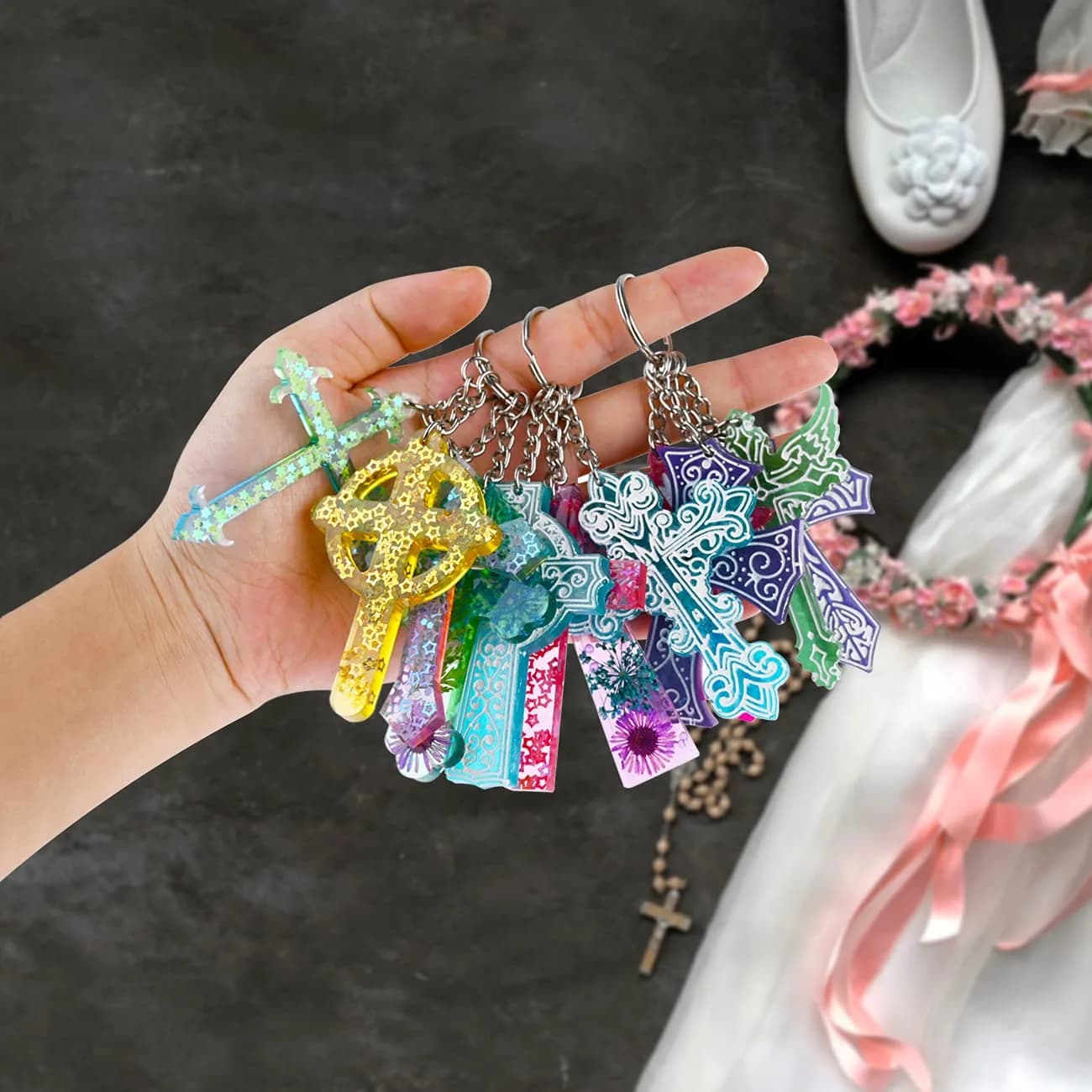 Sakolla 12 Cavity Cross Resin Molds | Flexible Silicone for Jewelry, Keychains, Pendants - view 6
