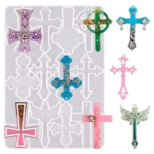 Sakolla 12 Cavity Cross Resin Molds | Flexible Silicone for Jewelry, Keychains, Pendants thumbnail 1