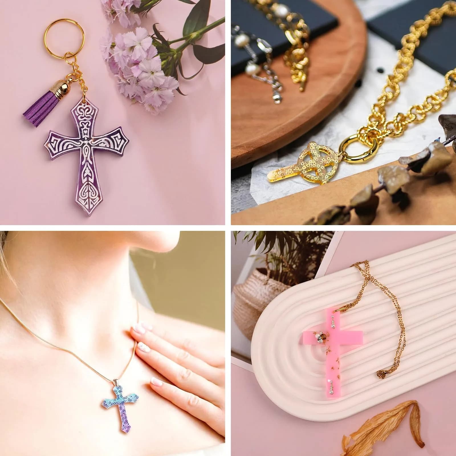 Sakolla 12 Cavity Cross Resin Molds | Flexible Silicone for Jewelry, Keychains, Pendants - view 2