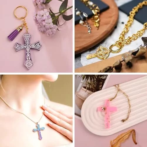 Sakolla 12 Cavity Cross Resin Molds | Flexible Silicone for Jewelry, Keychains, Pendants thumbnail 2