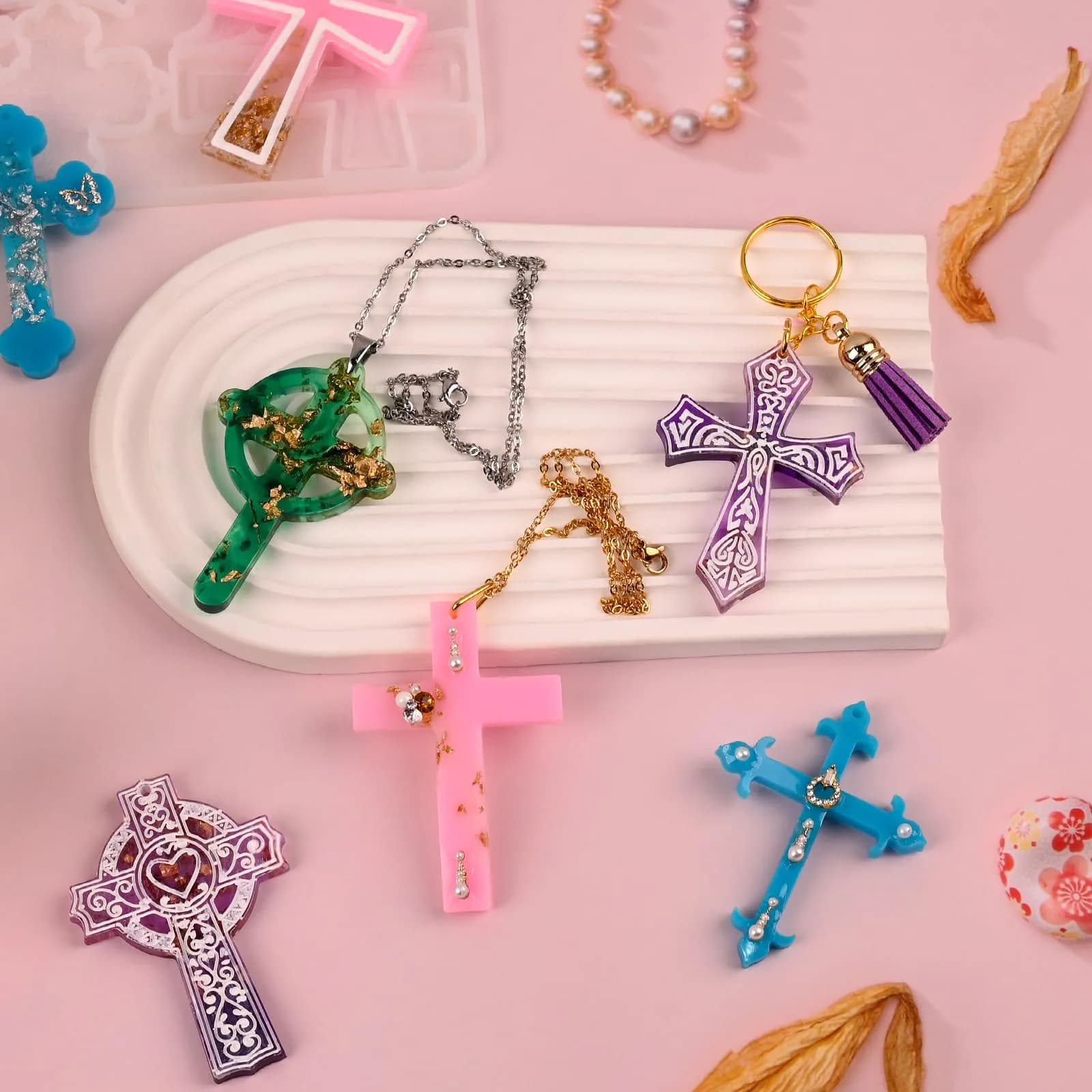 Sakolla 12 Cavity Cross Resin Molds | Flexible Silicone for Jewelry, Keychains, Pendants - view 4