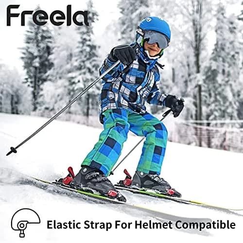 Freela Kids Ski Goggles | Spherical Wide Vision Anti-Fog UV Protection Mirror Clear Lens for Toddler Youth thumbnail 4