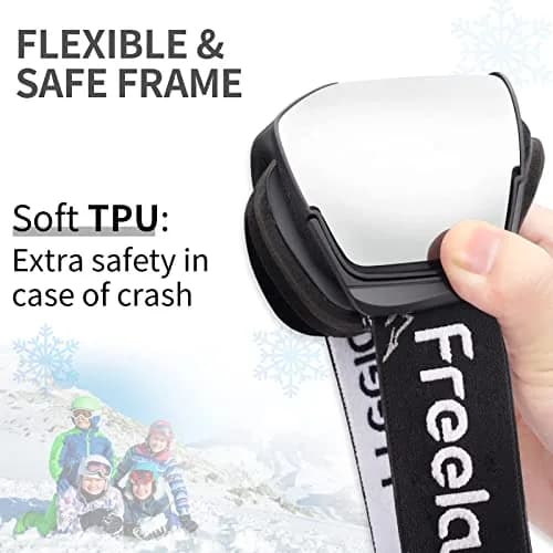 Freela Kids Ski Goggles | Spherical Wide Vision Anti-Fog UV Protection Mirror Clear Lens for Toddler Youth thumbnail 6