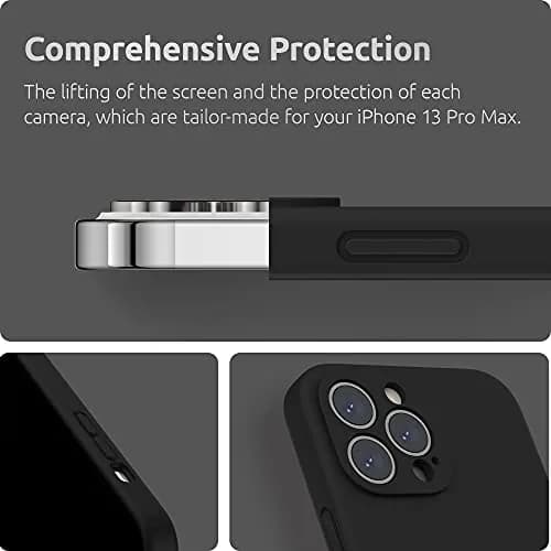 SURPHY Liquid Silicone Case for iPhone 13 Pro Max 6.7 inch (Black) | Camera Protection + Screen Protector thumbnail 4