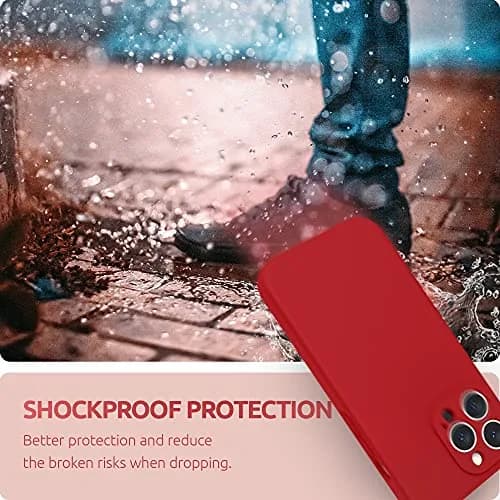 SURPHY Liquid Silicone Case for iPhone 13 Pro with Screen Protector, Red | Camera Protection & Soft Microfiber Lining thumbnail 7
