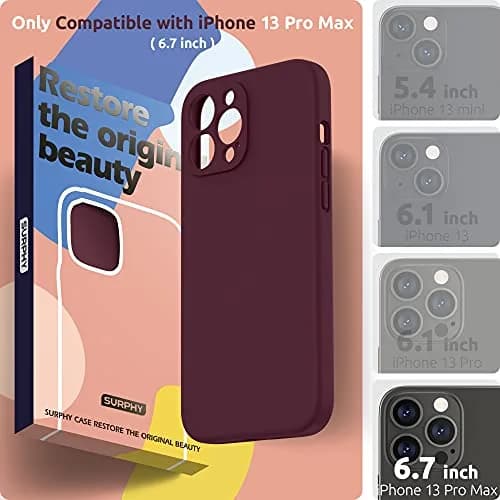 SURPHY Liquid Silicone Case for iPhone 13 Pro Max 6.7 inch with Screen Protector | Plum thumbnail 2