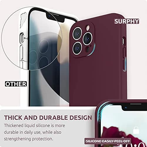 SURPHY Liquid Silicone Case for iPhone 13 Pro Max 6.7 inch with Screen Protector | Plum thumbnail 3