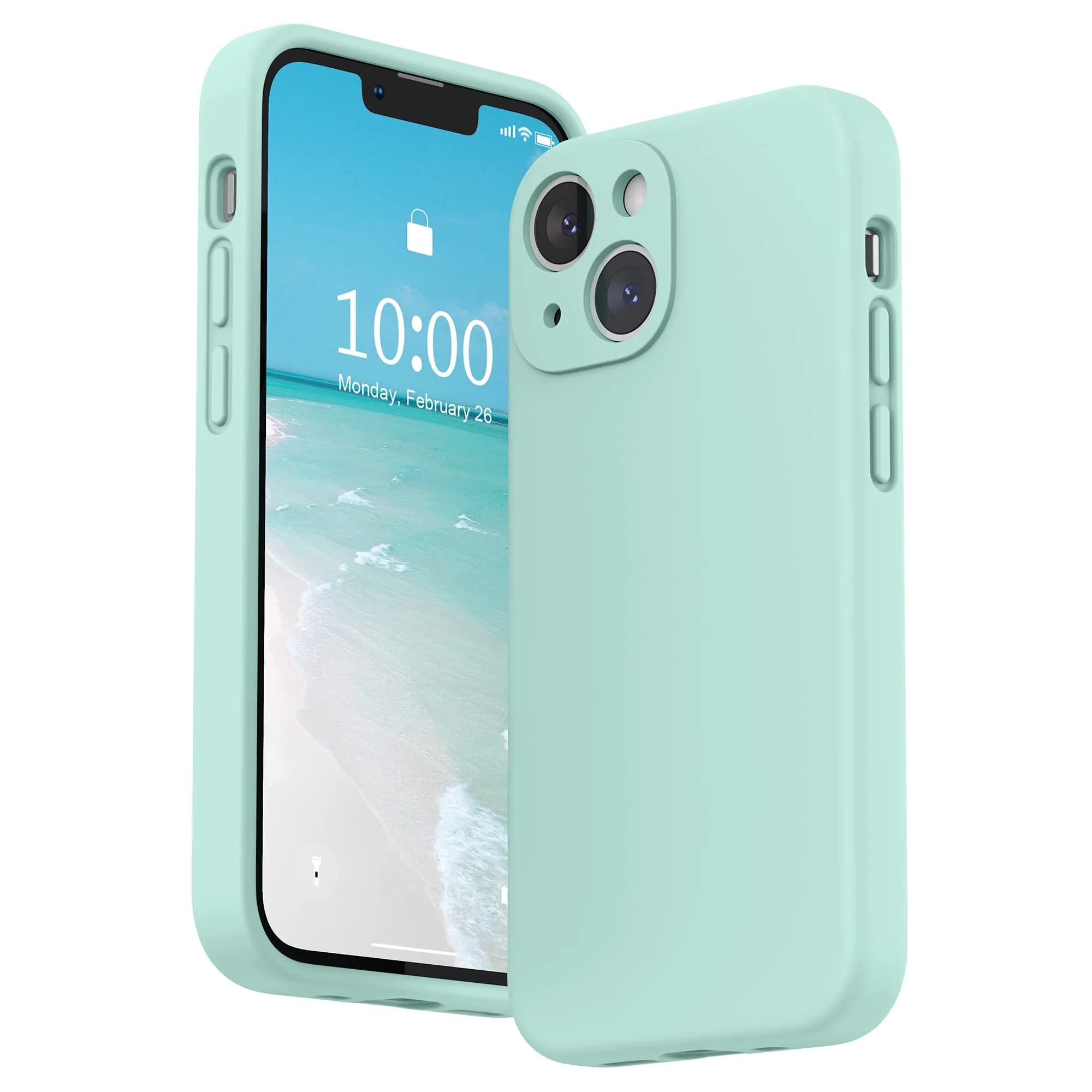 SURPHY Liquid Silicone iPhone 13 Mini Case with Screen Protector | Camera & Drop Protection (70-120 chars) — Mint Green