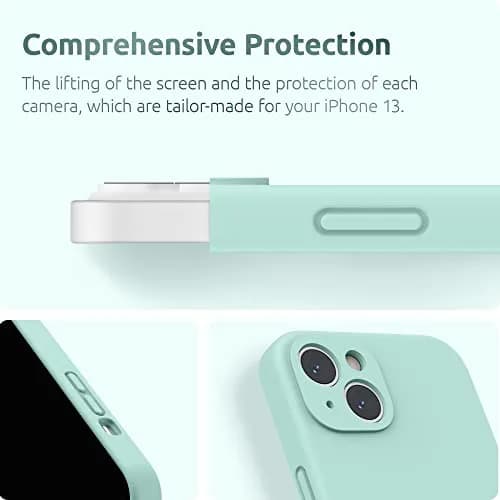 SURPHY Liquid Silicone Case for iPhone 13 (6.1 inch) with Camera Protection & Screen Protector, Mint Green | Full Body Drop Protection thumbnail 4