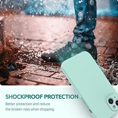 SURPHY Liquid Silicone Case for iPhone 13 (6.1 inch) with Camera Protection & Screen Protector, Mint Green | Full Body Drop Protection thumbnail 7