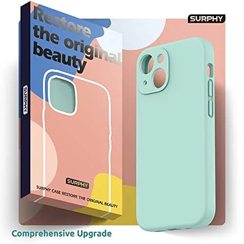SURPHY Liquid Silicone Case for iPhone 13 (6.1 inch) with Camera Protection & Screen Protector, Mint Green | Full Body Drop Protection thumbnail 8
