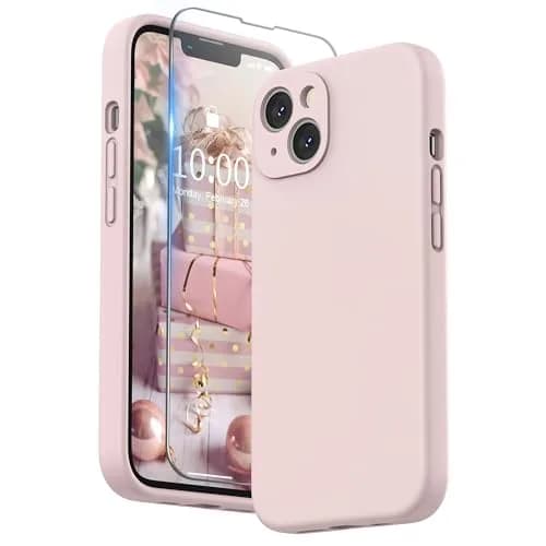 SURPHY Liquid Silicone Case for iPhone 13 (6.1 inch) with Camera Protector & Microfiber Lining | Pink Sand thumbnail 1