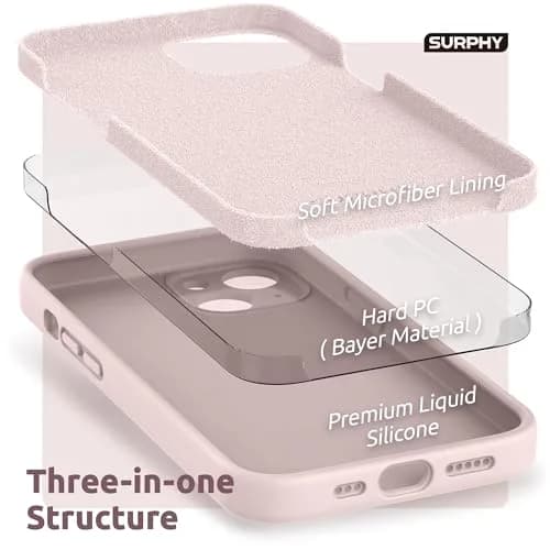 SURPHY Liquid Silicone Case for iPhone 13 (6.1 inch) with Camera Protector & Microfiber Lining | Pink Sand thumbnail 5