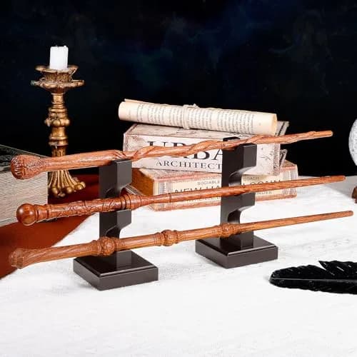 ChampWe Wizard Wand Display Stand Wooden 3 Tiered Brown | Retro Magic Wand Holder for Collection thumbnail 4