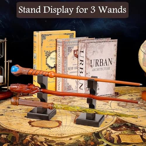 ChampWe Wizard Wand Display Stand Wooden 3 Tiered Brown | Retro Magic Wand Holder for Collection thumbnail 2