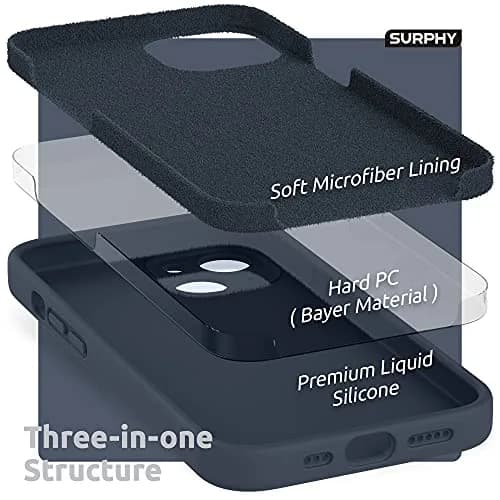 SURPHY Liquid Silicone Case for iPhone 13 6.1 inch (2021) with Camera Protection & Screen Protector | Midnight Blue thumbnail 5