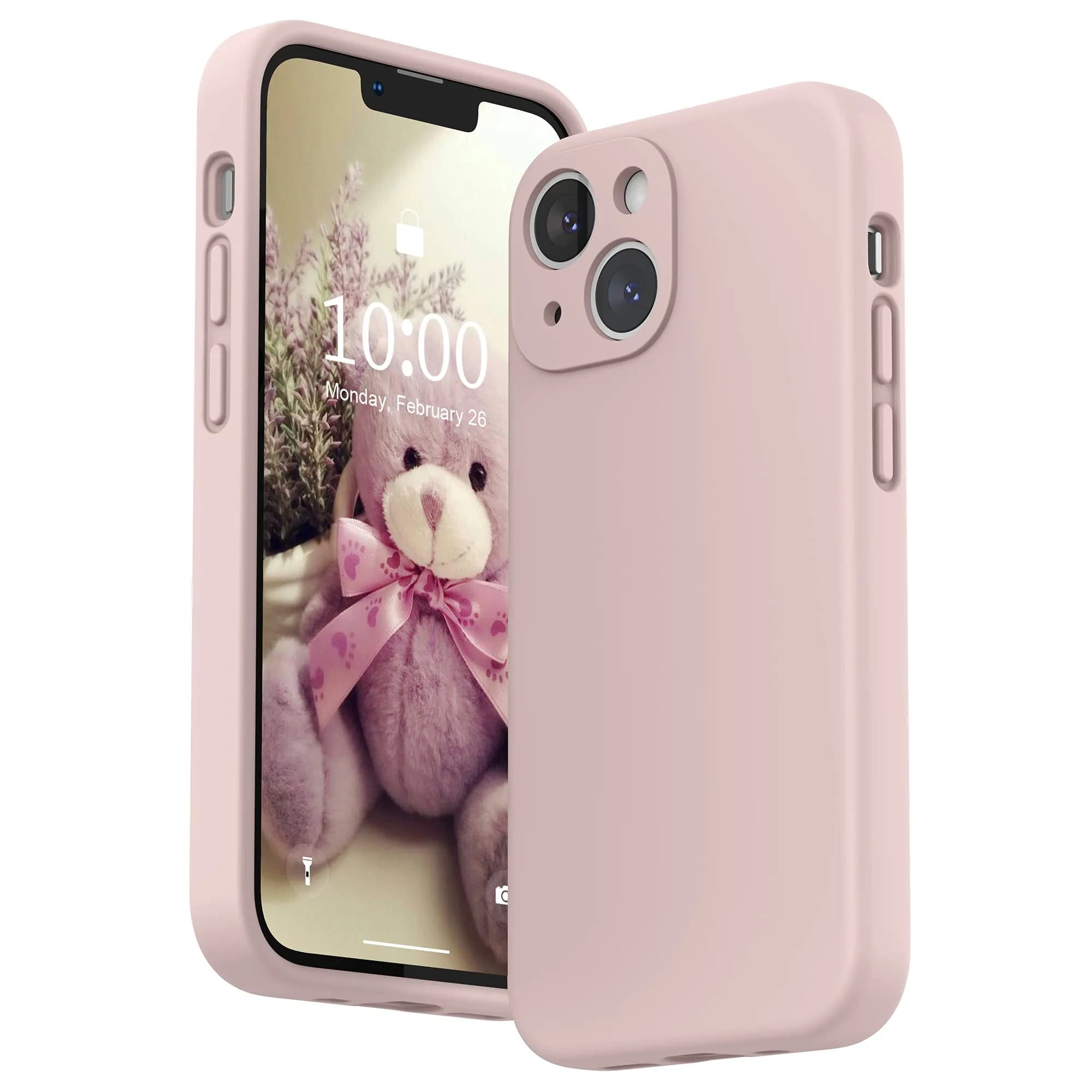 SURPHY Liquid Silicone Case for iPhone 13 Mini 5.4 inch | Camera & Drop Protection — Pink Sand