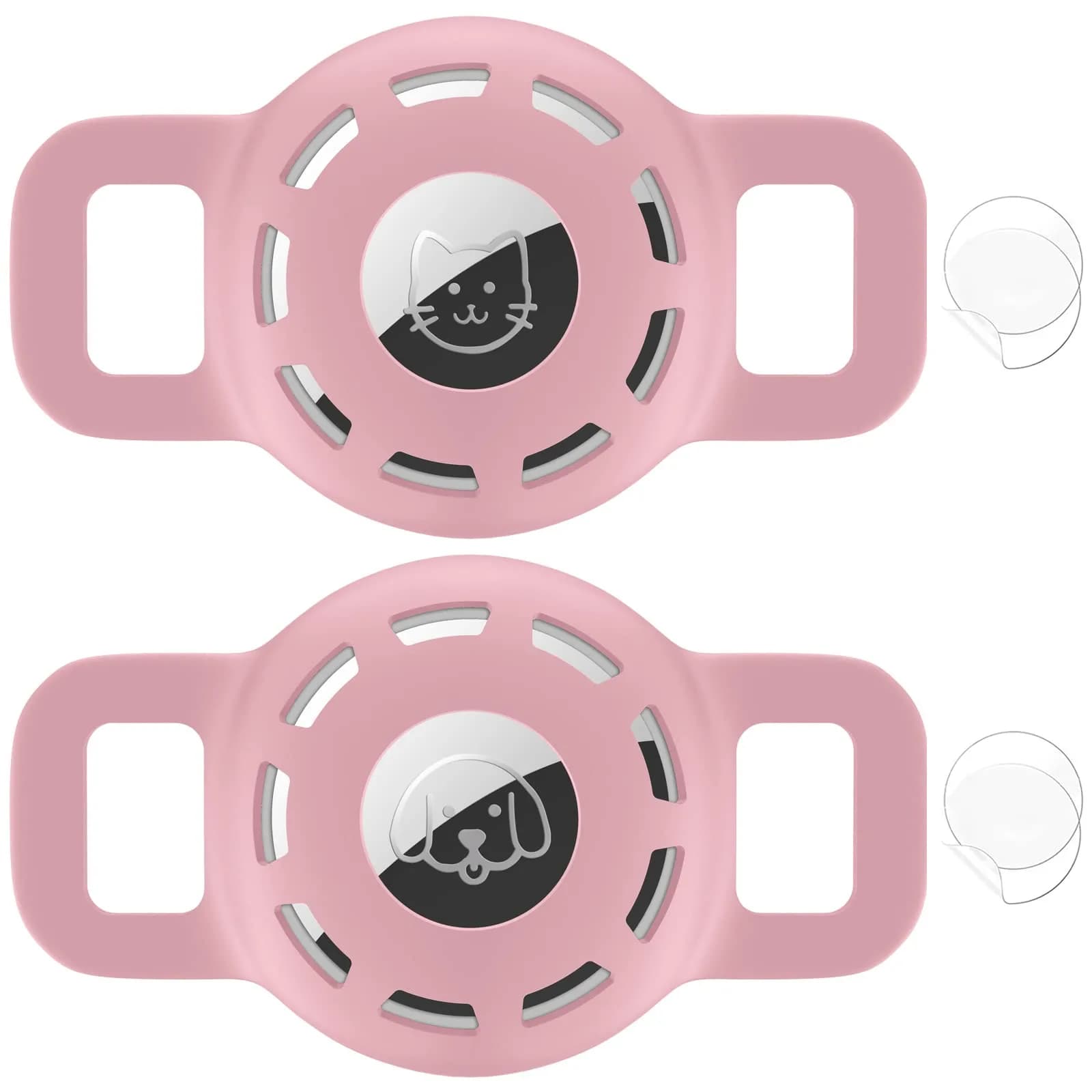 THXSBUDDY Air Tag Cat Collar Holder 2-Pack | Silicone Tracker Case for Small Pet Collars (Pink) - main product image