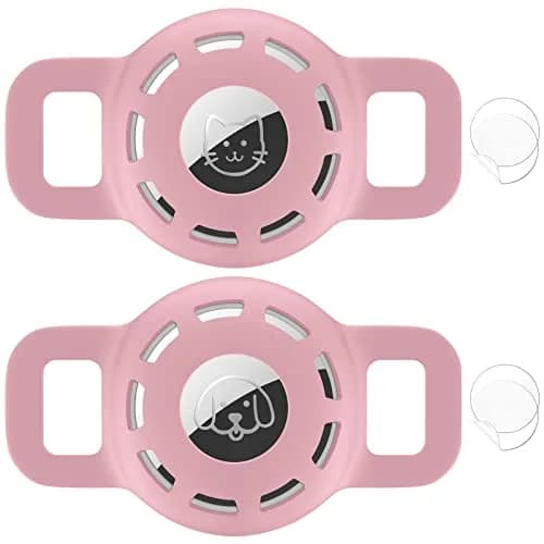 THXSBUDDY Air Tag Cat Collar Holder 2-Pack | Silicone Tracker Case for Small Pet Collars (Pink) thumbnail 1