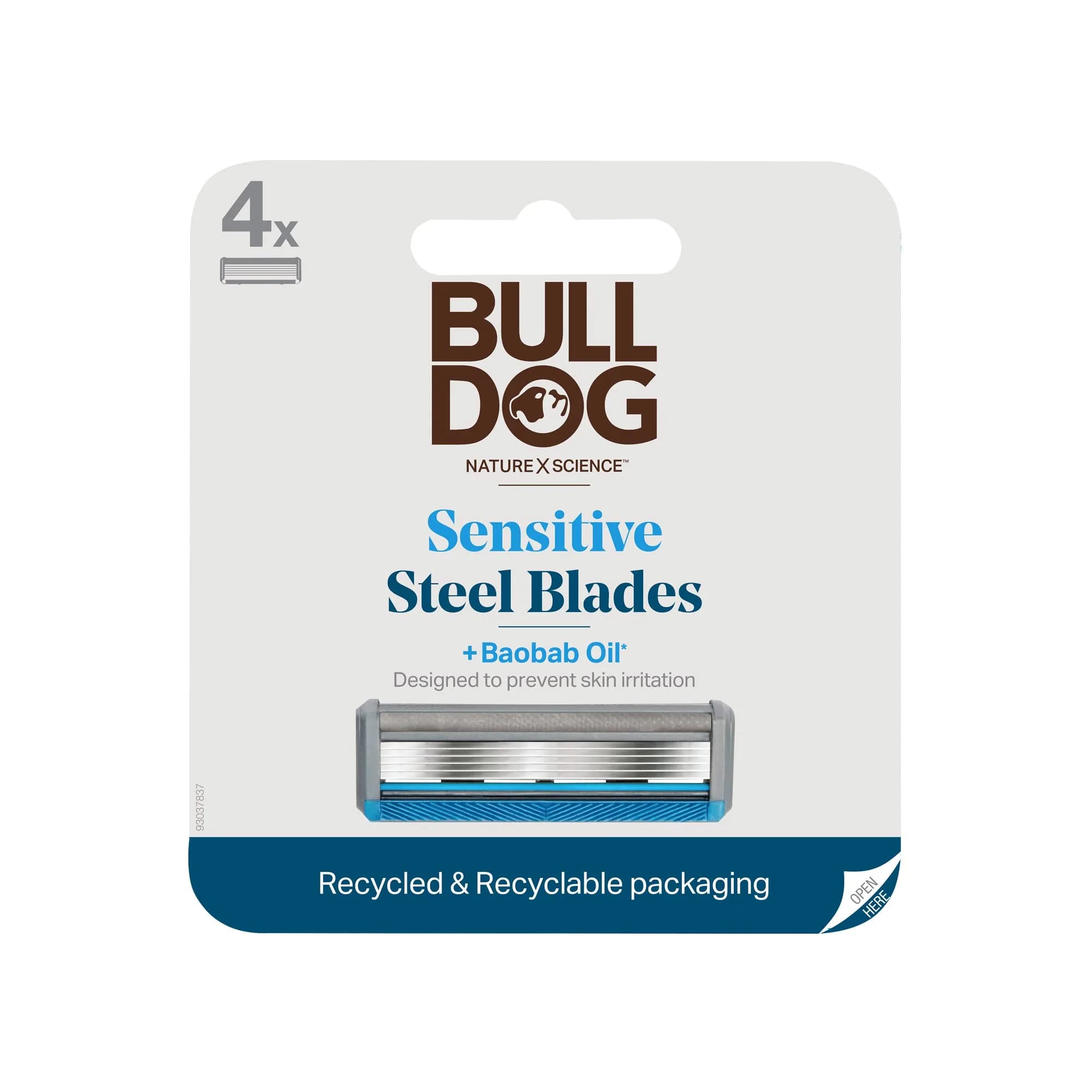 Bulldog Skincare for Men Sensitive Skin Razor Blades Refills 4 Count | Close & Comfortable Shave with Eco Focus