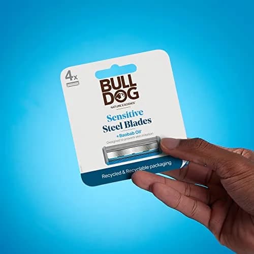 Bulldog Skincare for Men Sensitive Skin Razor Blades Refills 4 Count | Close & Comfortable Shave with Eco Focus thumbnail 6