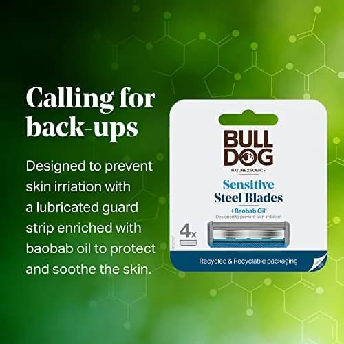 Bulldog Skincare for Men Sensitive Skin Razor Blades Refills 4 Count | Close & Comfortable Shave with Eco Focus thumbnail 2